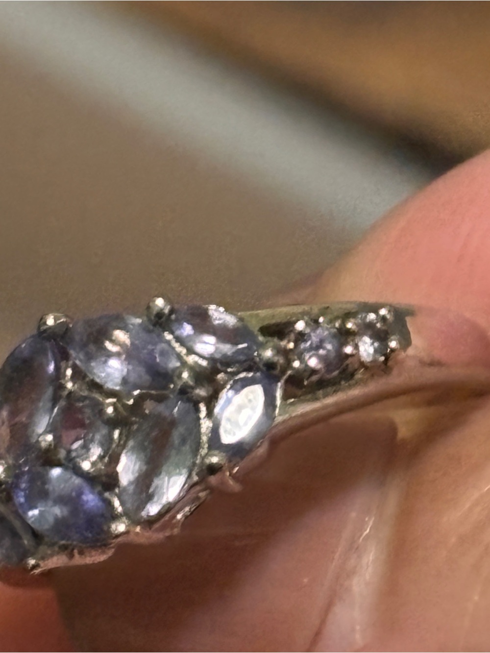 STAUER 925 STERLING SILVER NATURAL TANZANITE FLOWER CLUSTER RING Size 7.25 - Picture 13 of 14